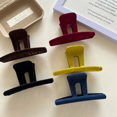Velvet Touch Rectangular Hair Claw Clip - 4.1 Inch Minimalist Autumn Accessory - TEVQA