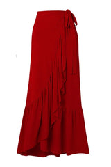 Camilla Resort Set featuring a 3D rose one-piece swimsuit and ruffled maxi skirt - View 9 | TEVQA