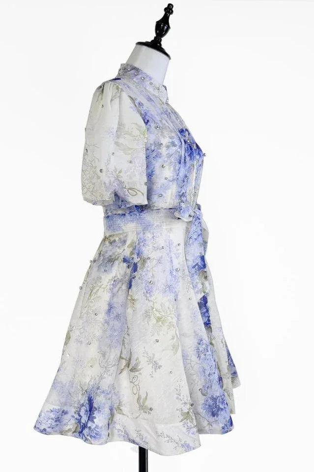 Caroline Floral Print Mini Dress - TEVQA