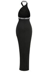 Formal Halter Neck Gown with Open Back - View 8 | TEVQA