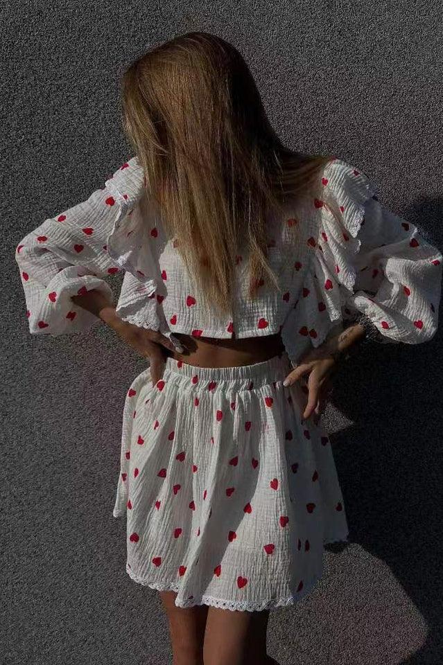 Strawberry Print Skirt Set - View 11 | TEVQA