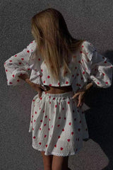 Strawberry Print Skirt Set - View 11 | TEVQA