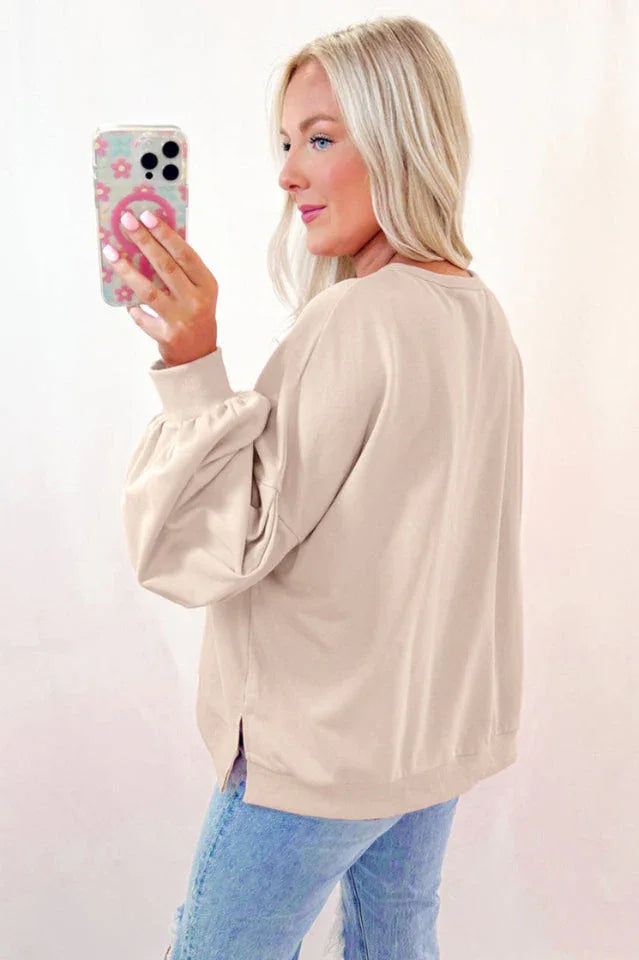 Coquette Pink Bow Applique Sweatshirt - TEVQA