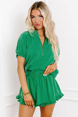 The Weekender Pink Ruffle Matching Set - TEVQA