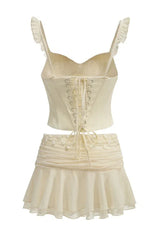 Amelia Corset Lace Up Ruffle Skirt Set - View 7 | TEVQA