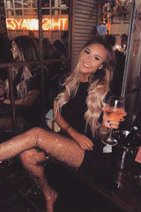 Rhinestone Mesh Leggings - View 11 | TEVQA
