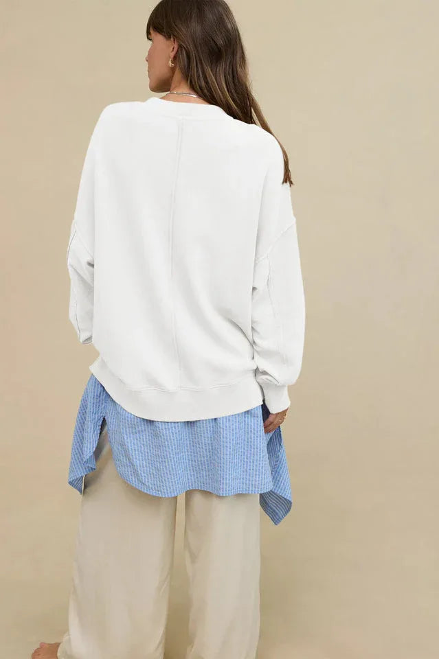 Comfy Chic Raw Seam Oversized Sweatshirt - TEVQA