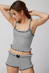 Ribbed knit corset top and shorts set - View 19 | TEVQA