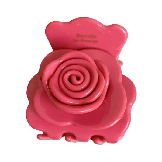 Pink rose-shaped hair claw clip