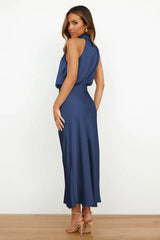 Satin Halter Neck Midi Dress - View 52 | TEVQA