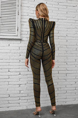 Agatha Long Sleeve Rhinestone Pantsuit Set - View 8 | TEVQA