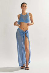 Crochet knit set with maxi skirt and cropped top - View 7 | TEVQA
