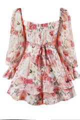 Floral shirred sleeve romper - View 11 | TEVQA