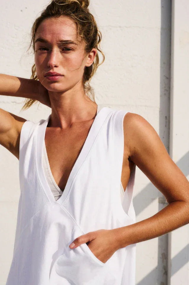Relaxed V-neck tunic tank top - View 7 | TEVQA