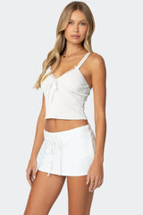 Lace Trim Cropped Tank Top - View 7 | TEVQA