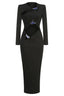Circular Mood Stone Long Sleeve Dress - TEVQA