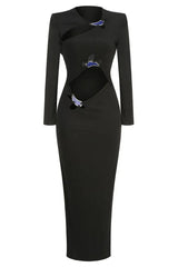 Circular Mood Stone Long Sleeve Dress - TEVQA