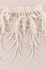 Megan Pearl Body Chain Bra - Statement Shoulder Bib Necklace & Bridal Cape Jewelry - TEVQA