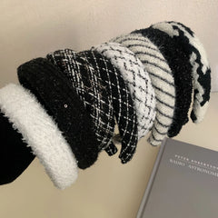 Classic Tweed Padded Headband - 1.2 Inch Black & White Collection