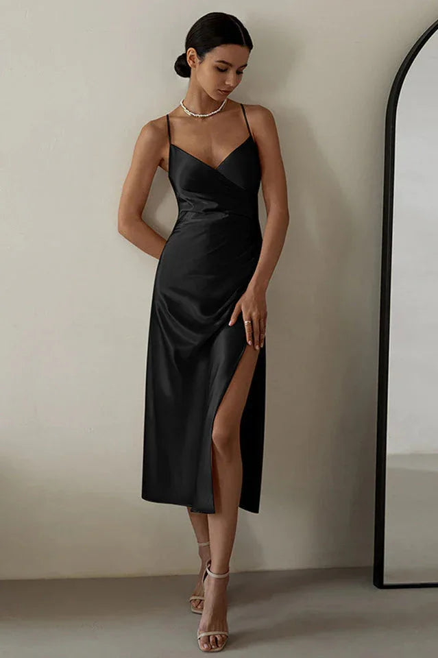 Cami Midi Dress with High Split - View 12 | TEVQA