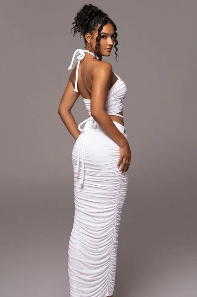 Kaitlyn Halter Maxi Dress - TEVQA