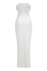 Pearl Embellished Strapless Evening Gown - View 6 | TEVQA