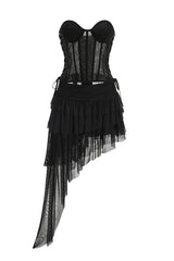 Corset top and asymmetrical ruffled skirt set - View 6 | TEVQA