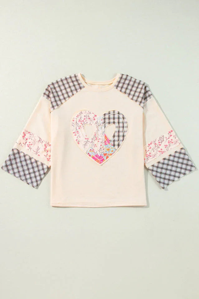 Sage Green Patchwork Heart Top - View 8 | TEVQA