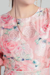 Floral Puff Sleeve Midi Dress - View 7 | TEVQA