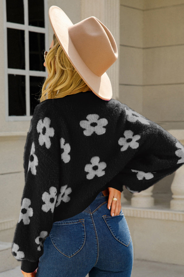 Cuteness Flowers Fuzzy Knit Cardigan | Dress In Beauty