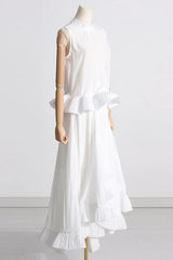 Sleeveless Ruffle Mock Neck Top and Skirt Set - View 12 | TEVQA