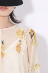 Floral Maxi Dress with Puff Sleeves - View 9 | TEVQA