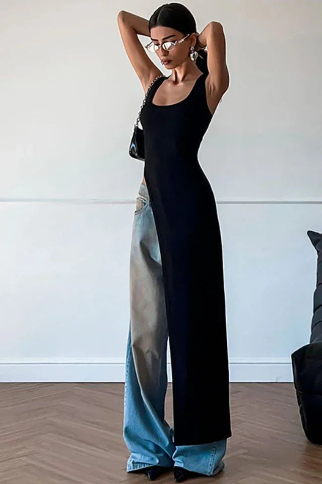 Diagonal Hem Maxi Knit Top - View 9 | TEVQA