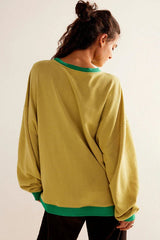 Comfy Chic Contrast Trim Oversized Sweatshirt - TEVQA