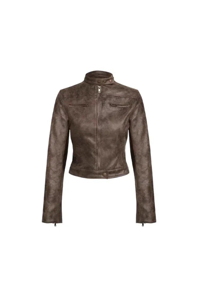 Faux leather moto jacket - View 17 | TEVQA