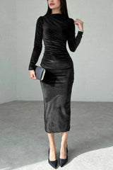 Joanna Velvet Midi Dress - View 8 | TEVQA