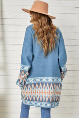 Southwestern Aztec Pattern Knit Cardigan - View 6 | TEVQA