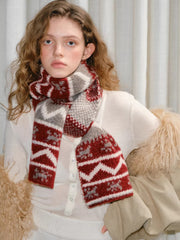 Red Fair Isle Pattern Chunky Knit Holiday Scarf