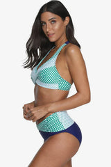 Plus size two-piece swimsuit with halter neck and high-waisted bottoms - View 17 | TEVQA