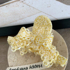 Textured Lace Bow Acetate Hair Claw (3.7 Inch) - TEVQA