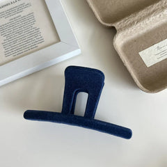 Velvet Touch Rectangular Hair Claw Clip - 4.1 Inch Minimalist Autumn Accessory - TEVQA