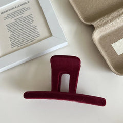 Velvet Touch Rectangular Hair Claw Clip - 4.1 Inch Minimalist Autumn Accessory - TEVQA