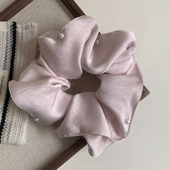 Oversized Pearl Satin Scrunchie - View 8 | TEVQA
