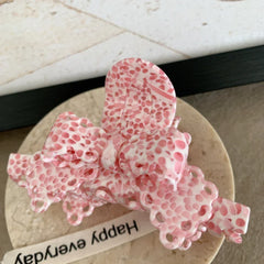 Textured Lace Bow Acetate Hair Claw (3.7 Inch) - TEVQA
