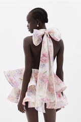 Marissa Oversized Bow Tiered Mini Dress