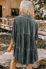 Chestnut Ruffle Velvet Tunic Top - View 8 | TEVQA