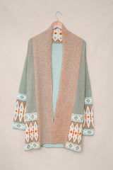 Southwestern Aztec Pattern Knit Cardigan - View 12 | TEVQA
