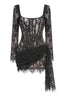 Lace Mini Dress with Square Neckline - View 7 | TEVQA