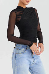 Women's Asymmetrical Wrap Top - View 13 | TEVQA