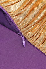 One sleeve purple mini dress with gold accent - View 11 | TEVQA